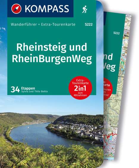 Silvia Behla: KOMPASS Wanderführer Rheinsteig RheinBurgenWeg, 34 Etappen, Buch