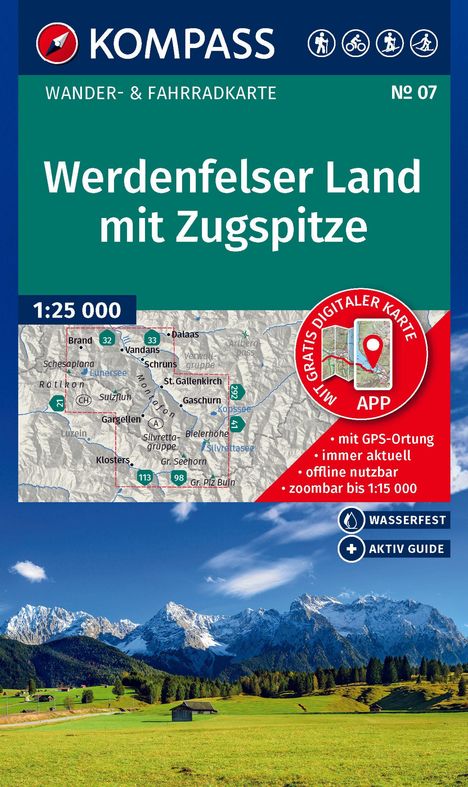 KOMPASS Wanderkarte 07 Werdenfelser Land mit Zugspitze 1:25.000, Karten