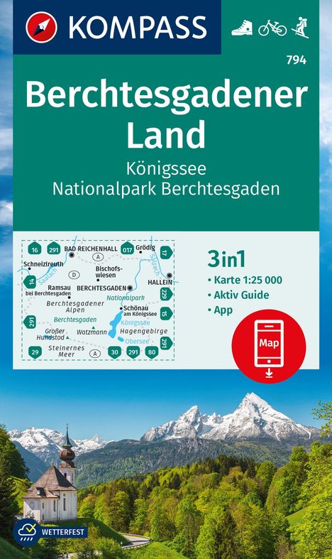 KOMPASS Wanderkarte 794 Berchtesgadener Land, Königssee, Nationalpark Berchtesgaden 1:25.000, Karten