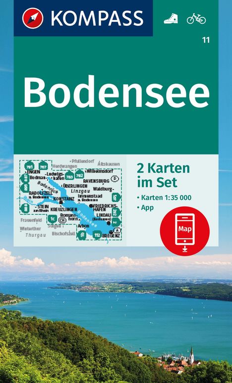 KOMPASS Wanderkarten-Set 11 Bodensee (2 Karten) 1:35.000, Karten