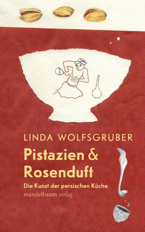"Pistazien & Rosenduft: Die Kunst der persischen Küche" von Linda Wolfsgruber. Illustration einer Kochszene.