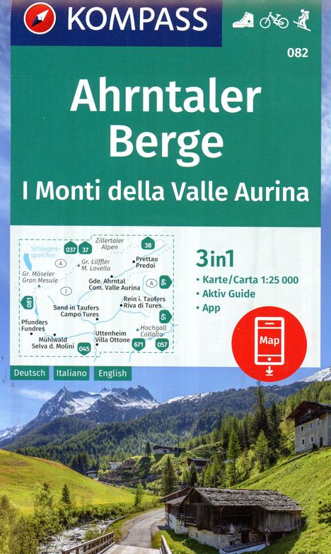 KOMPASS Wanderkarte 082 Ahrntaler Berge / I Monti della Valle Aurina 1:25.000, Karten