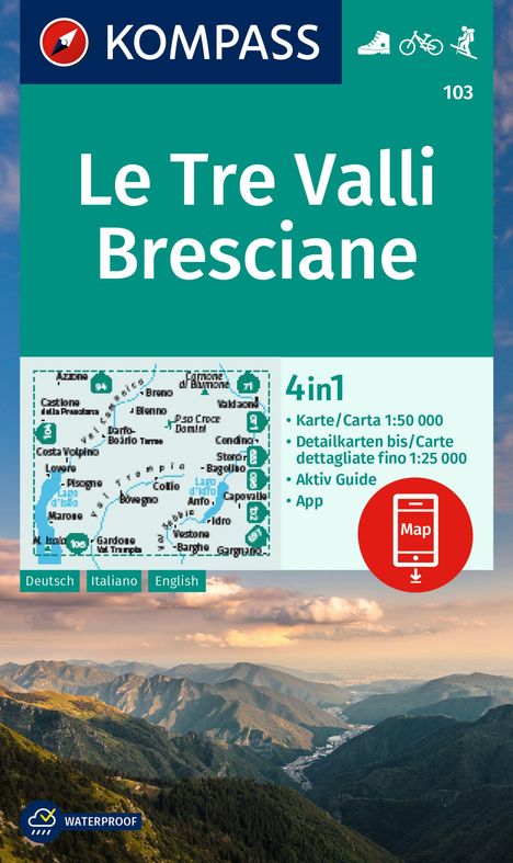 KOMPASS Wanderkarte 103 Le Tre Valli Bresciane 1:50.000, Karten