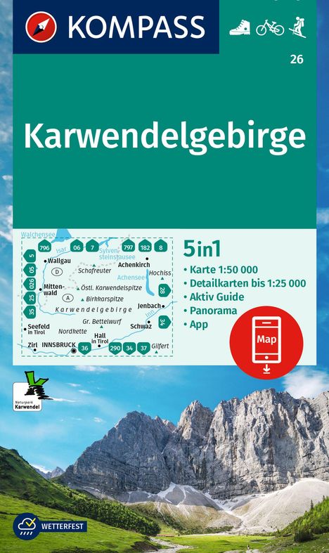 KOMPASS Wanderkarte 26 Karwendelgebirge 1:50.000, Karten