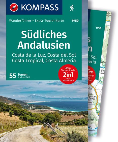 KOMPASS Wanderführer Südliches Andalusien, Costa de la Luz, Costa del Sol, Costa Tropical und Costa Almeria, 55 Touren mit Extra-Tourenkarte, Buch