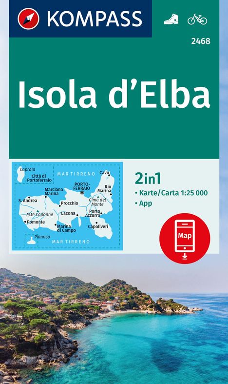 KOMPASS Wanderkarte 2468 Isola d' Elba 1:25.000, Karten