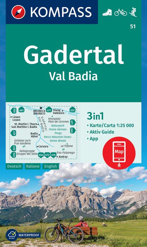KOMPASS Wanderkarte 51 Gadertal / Val Badia 1:25.000, Karten