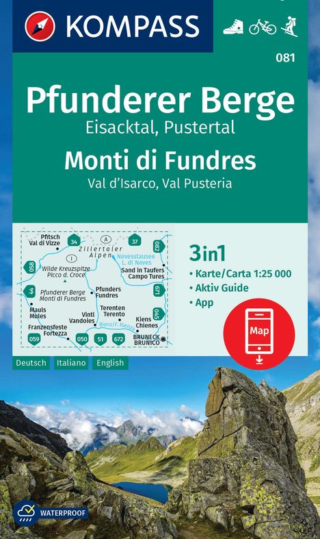 KOMPASS Wanderkarte 081 Pfunderer Berge/Monti di Fundres 1:25.000, Karten