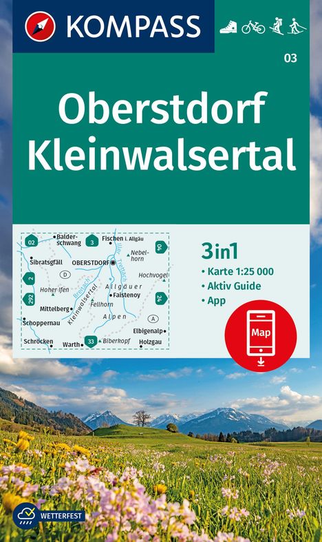 KOMPASS Wanderkarte 03 Oberstdorf, Kleinwalsertal 1:25.000, Karten