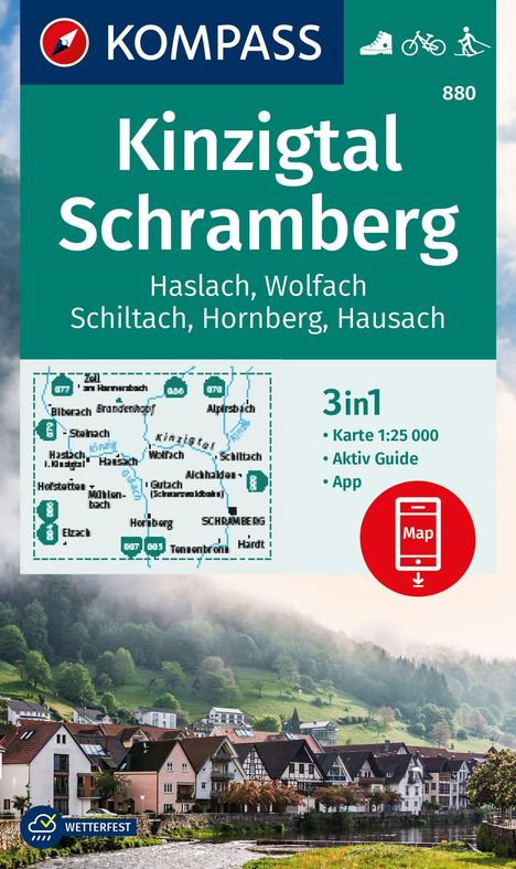 KOMPASS Wanderkarte 880 Kinzigtal Schramberg, 1:25.000, Karten