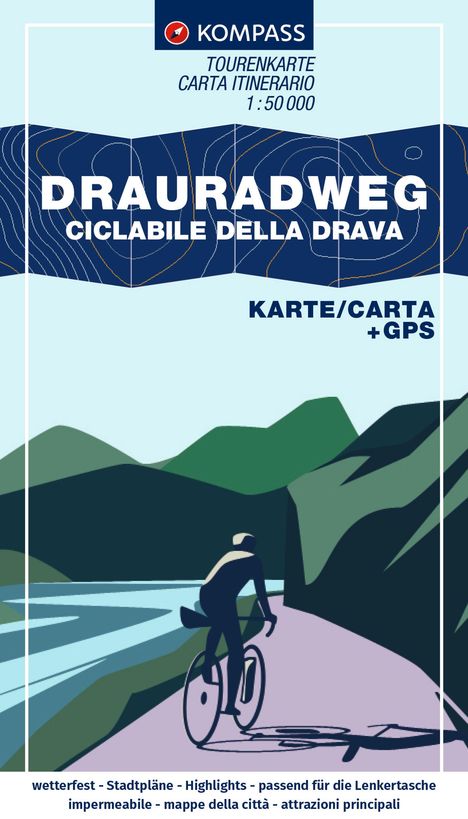 KOMPASS Fahrrad-Tourenkarte Drauradweg - Ciclabile della Drava 1:50.000, Karten