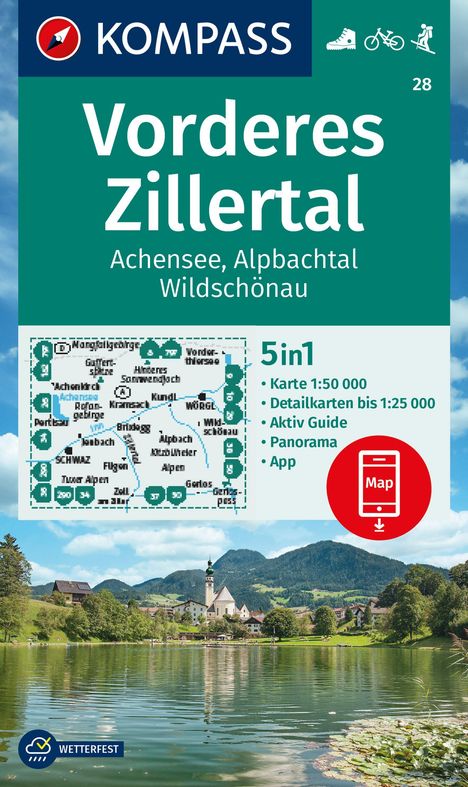 KOMPASS Wanderkarte 28 Vorderes Zillertal 1:50.000, Karten