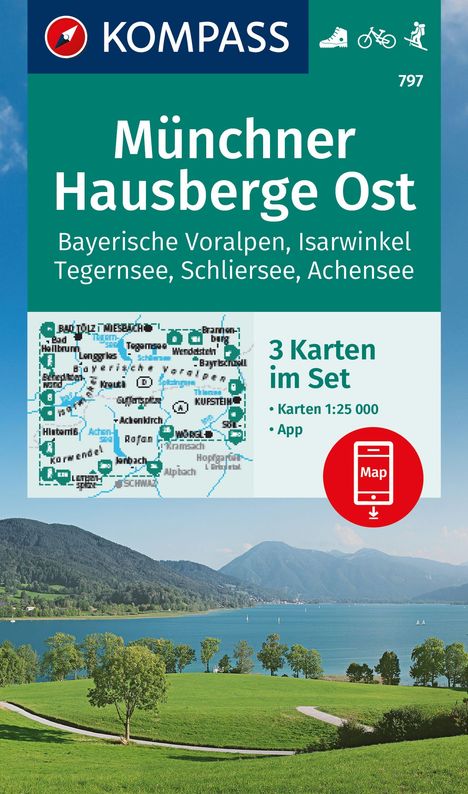 KOMPASS Wanderkarten-Set 797 Münchner Hausberge Ost, Bayerische Voralpen, Isarwinkel, Tegernsee, Schliersee, Achensee (3 Karten) 1:25.000, Karten