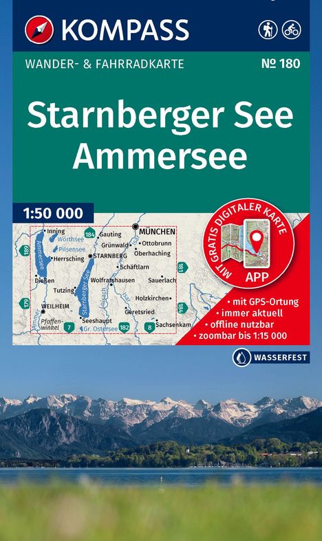 KOMPASS Wanderkarte 180 Starnberger See, Ammersee 1:50.000, Karten