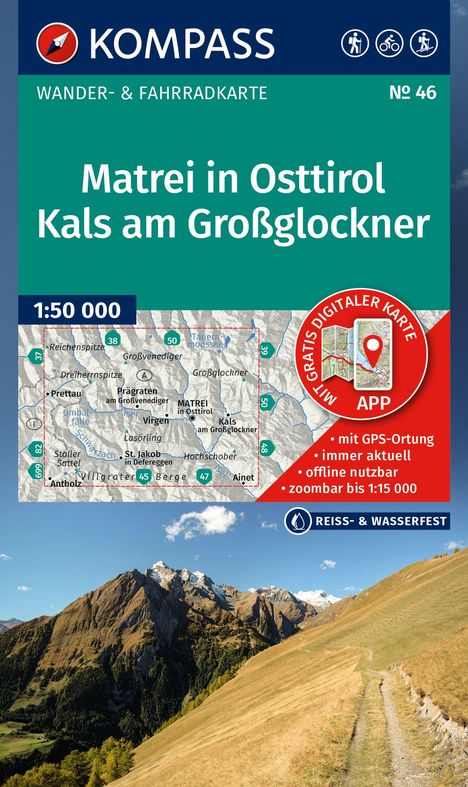 KOMPASS Wanderkarte 46 Matrei in Osttirol, Kals am Großglockner 1:50.000, Karten