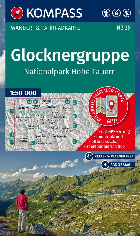 KOMPASS Wanderkarte 39 Glocknergruppe, Nationalpark Hohe Tauern 1:50.000, Karten