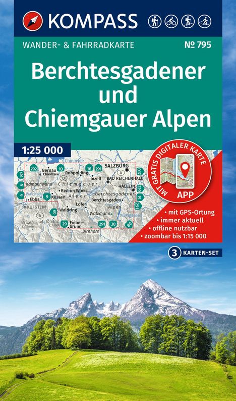 KOMPASS Wanderkarten-Set 795 Berchtesgadener und Chiemgauer Alpen (3 Karten) 1:25.000, Karten