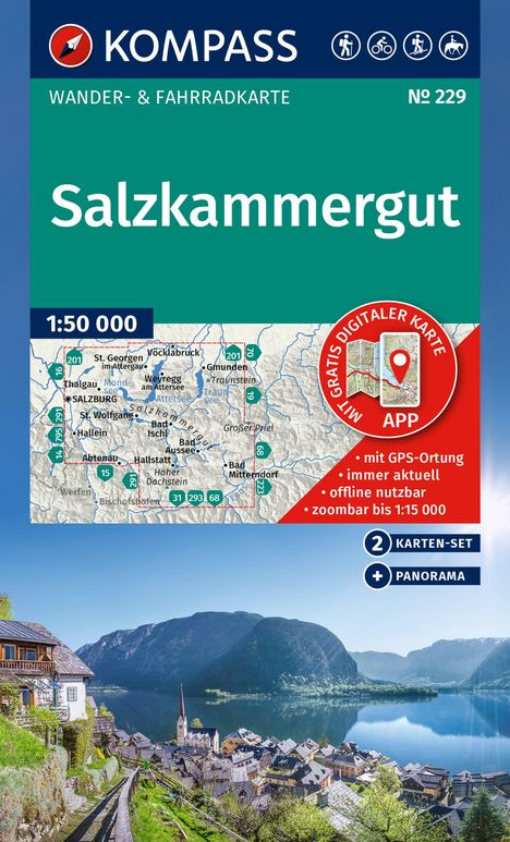 KOMPASS Wanderkarten-Set 229 Salzkammergut (2 Karten) 1:50.000, Karten