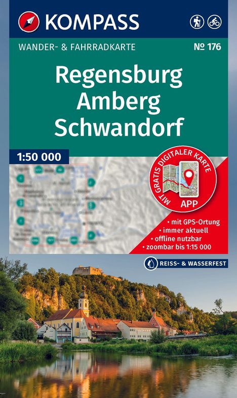 KOMPASS Wanderkarte 176 Regensburg, Amberg, Schwandorf 1:50.000, Karten