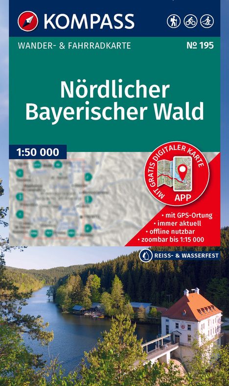 KOMPASS Wanderkarte 195 Nördlicher Bayerischer Wald 1:50.000, Karten