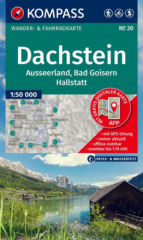 KOMPASS Wanderkarte 20 Dachstein, Ausseerland, Bad Goisern, Hallstatt 1:50.000, Karten