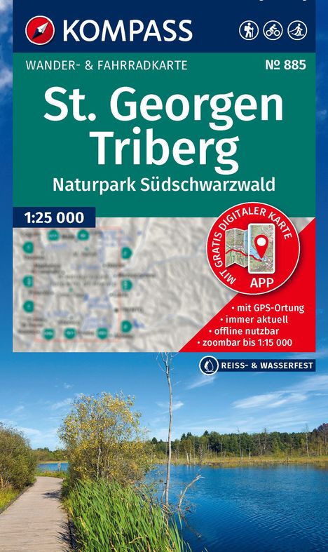 KOMPASS Wanderkarte 885 St. Georgen, Triberg, Naturpark Südschwarzwald 1:25.000, Karten