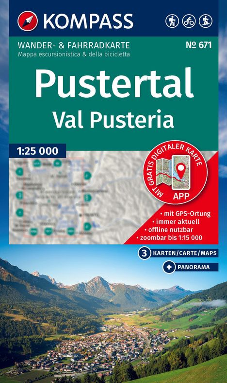 KOMPASS Wanderkarten-Set 671 Pustertal / Val Pusteria (3 Karten) 1:25.000, Karten