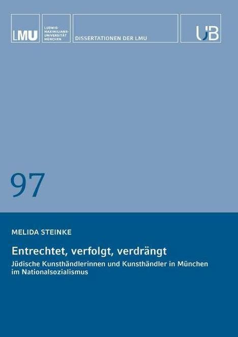 97. Melida Steinke. Entrechtet, verfolgt, verdrängt. Dissertation, LMU München. Blaues Cover mit schlichten Logos.