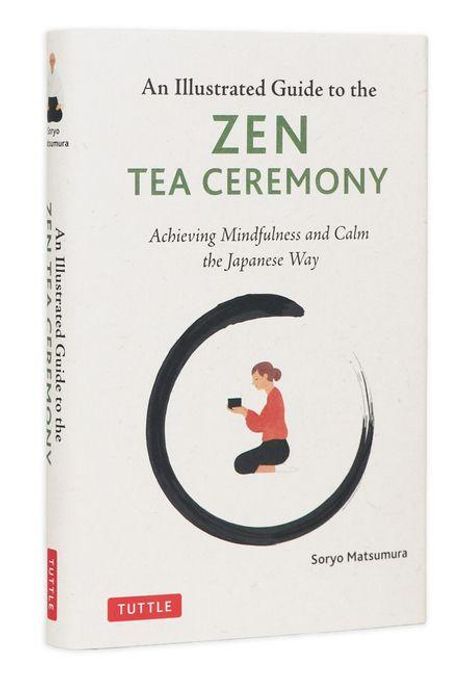 "An Illustrated Guide to the Zen Tea Ceremony" und "Achieving Mindfulness and Calm the Japanese Way". Illustration: Person trinkt Tee.