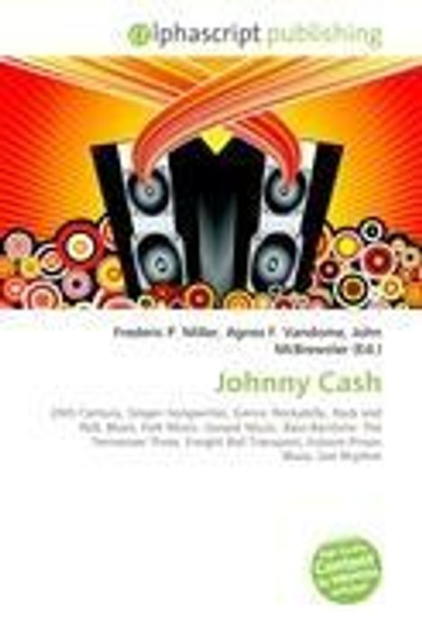 "Alphascript Publishing" oben, darunter Namen. Groß "Johnny Cash". Farbenfrohes Muster im Hintergrund.