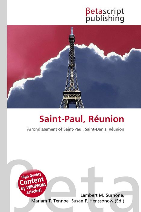 "Saint-Paul, Réunion. Arrondissement of Saint-Paul, Saint-Denis, Réunion. Ein Turm vor bewölktem, rotem Himmel."
