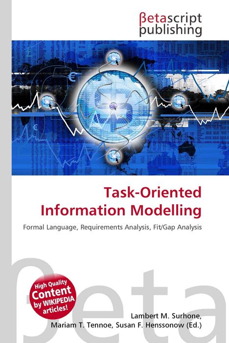 "Task-Oriented Information Modelling", "Formal Language, Requirements Analysis, Fit/Gap Analysis", Grafik mit Weltkarte und Diagrammen.
