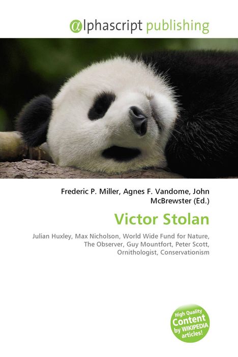 alphascript publishing. Frederic P. Miller, Agnes F. Vandome, John McBrewster (Ed.). Victor Stolan. Panda liegt entspannt.