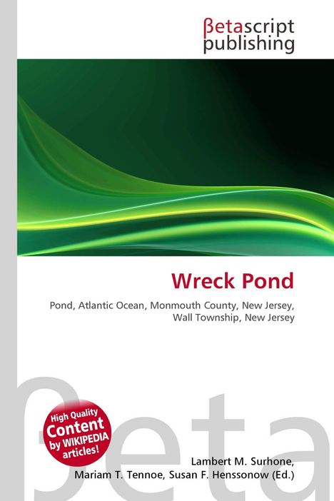 "Wreck Pond, Pond, Atlantic Ocean, Monmouth County, New Jersey. Grünes Wellenmotiv, Logo oben rechts."