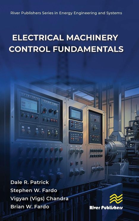 "Electrical Machinery Control Fundamentals" in Großbuchstaben. Darunter Schalttafeln in einer industriellen Umgebung.