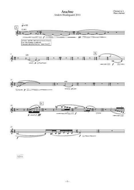 Anders Brodsgaard: Arachne (Parts), Noten