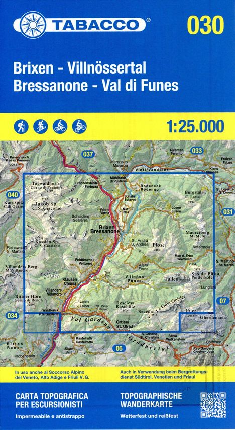 Tabacco Wandern Brixen 1:25000, Karten