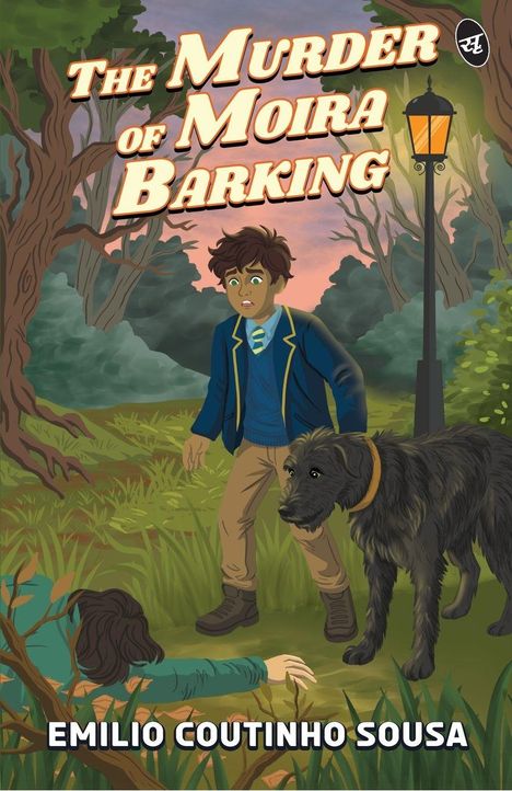 "The Murder of Moira Barking" und "Emilio Coutinho Sousa" prägen das Cover mit einem schockierten Jungen und einem Hund.