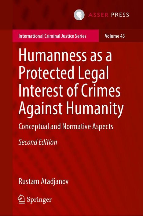 Titel: "Humanness as a Protected Legal Interest of Crimes Against Humanity". Roter Hintergrund, Logo oben.