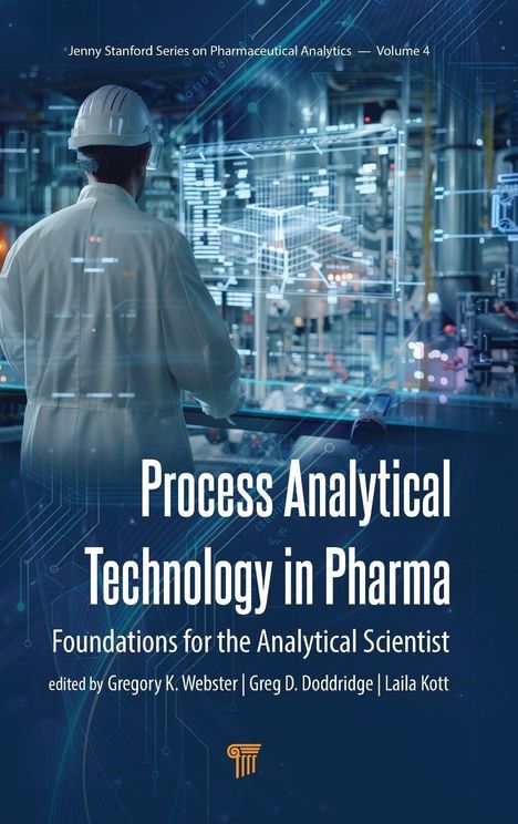 "Process Analytical Technology in Pharma: Foundations for the Analytical Scientist", Titel eines Buchcovers, Laborumgebung.