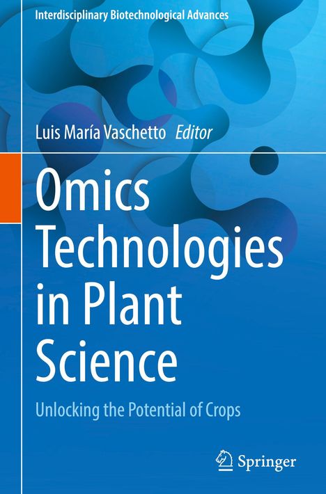 Omics Technologies in Plant Science, blauer Hintergrund mit abstrakten Formen, Springer-Logo unten.