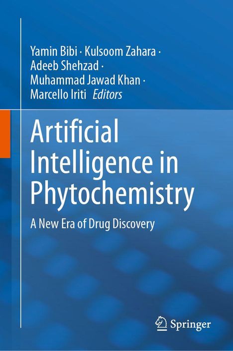 Buchtitel „Artificial Intelligence in Phytochemistry“. Autoren: Yamin Bibi u.a. Blauer Hintergrund, Springer-Logo.
