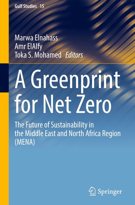 Titel: "A Greenprint for Net Zero". Autoren: Marwa Elnahass, Amr ElAlfy, Toka S. Mohamed. Logo: Springer. Wellig-blauer Hintergrund.