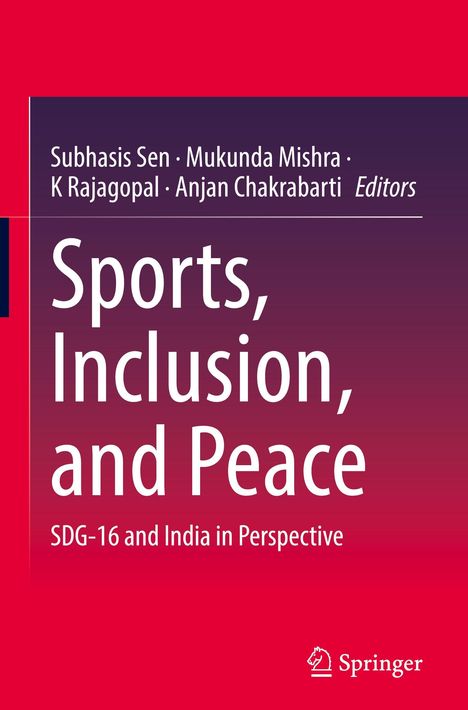“Sports, Inclusion, and Peace: SDG-16 and India in Perspective”, rot-lila Hintergrund, Springer-Logo unten.