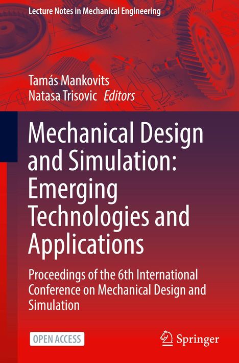 Buchtitel: Mechanical Design and Simulation. Zahnräder und technische Zeichnungen im Hintergrund.