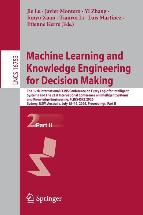 Text: "Machine Learning and Knowledge Engineering for Decision Making, Part II, Springer". Rotes und graues Design mit Logo.