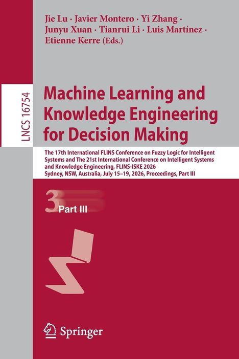 Ein Cover mit Titel "Machine Learning and Knowledge Engineering for Decision Making", Konferenzdetails und ein Logo.