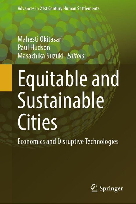 Titel: "Equitable and Sustainable Cities". Herausgeber: Mahesti Okitasari, Paul Hudson, Masachika Suzuki. Grüner Hintergrund.
