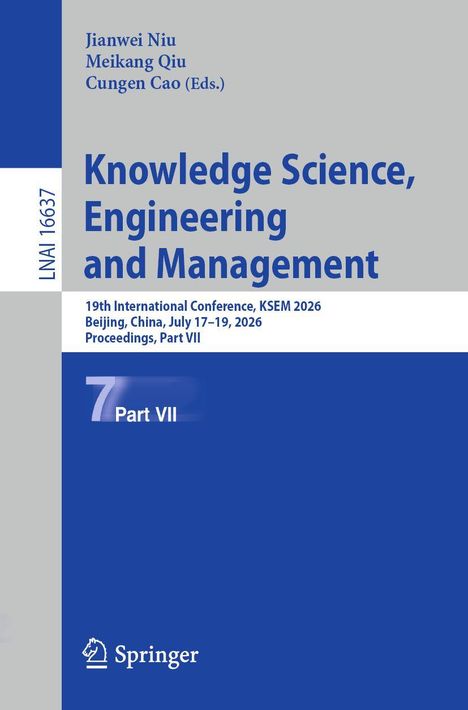 "Knowledge Science, Engineering and Management", Konferenz KSEM 2026, Peking; Springer-Logo unten links.