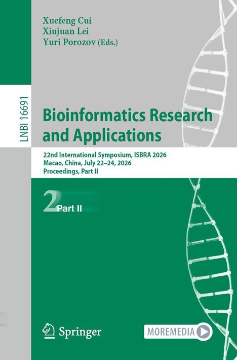 Titel: "Bioinformatics Research and Applications". Unten: Springer-Logo. Rechts: DNA-Helix-Illustration.